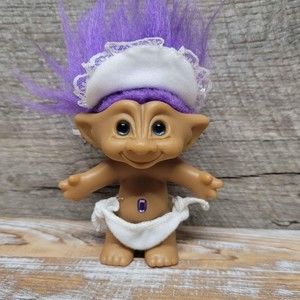 Vintage Ace Novelty Co. Purple Troll Treasure Doll with Outfit